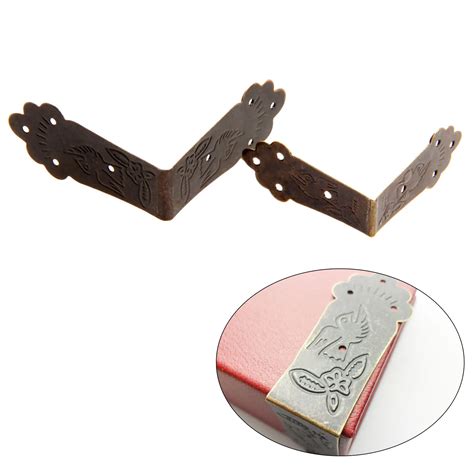 metal corner brackets used on treasure chest|decorative corner guard hooks.